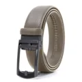 Men's Casual Business Automatic Ratchet Leather Belt Taupe Gray Variant Accessory - 120cm / Apricot