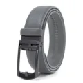 Men's automatic ratchet belt with grey textured strap and matte black buckle business style - 120cm / Gray