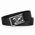 Men Black Nylon Canvas Tactical Belt with Metal Automatic Dragon Buckle Fashion New - Silver Buckle - Black