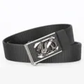 Men's tactical canvas belt grey nylon belt with metal alloy dragon buckle for outdoor daily wear - Silver Buckle - Grey