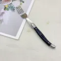 Stainless steel western dinner fork with black ABS plastic handle, elegant cutlery for dining table. - Dinner Fork (1 Piece)