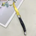 Cuchillo para mantequilla de acero inoxidable con mango negro, esparcidor de queso clásico. - Cuchillo con Punta de Horquilla / Negro