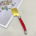 Cuchillo de Mantequilla Hoja Dorada Mango Rojo Espátula de Queso Estilo Francés Pan - Machete / Rojo