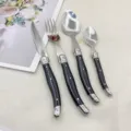 Stainless Steel Cutlery Set Black Handle Knife Fork Spoon Kitchen Tableware 4 Pcs - Four-Piece Set