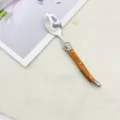 Stainless steel spoon with wood grain handle vintage style flatware kitchen dining table tool - Tea Spoon