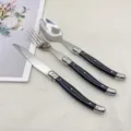 Stainless steel cutlery set with black ABS plastic handle knife fork spoon for home kitchen use - Three-Piece Set
