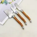 Edelstahl Butter und Käse Messer Set mit Holzmaserung Griff für Küche Esszimmer Tisch - Käsemesser 3-teiliges Set