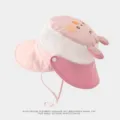 Chapeau de soleil respirant pour enfants avec oreilles de lapin, détail de protection. - Rose