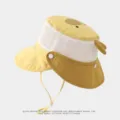 Chapeau de soleil pour enfants, tissu maille respirant, jolies oreilles de lapin et visière. - Jaune