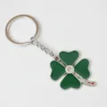 Portachiavi in metallo quadrifoglio verde con strass e scritta Italia per chiavi auto e borse - Verde