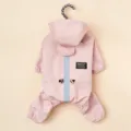 Imperméable rose à quatre pattes pour animal de compagnie avec capuche et bande réfléchissante. - S / Rose