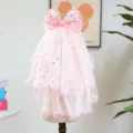 Adorable voile de mariée pour animal de compagnie rose avec étoiles et diadème pour chiens chats. - Taille Unique-Longueur 33cm Largeur 25cm / Voile Couronne-Rose
