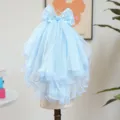 Voile de mariée bleu mignon pour animaux avec nœud et tiare pour chiens et chats de fête - Taille Unique-Longueur 33cm Largeur 25cm / Voile Couronne-Bleu