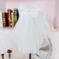 Voile de mariage pour animal de compagnie noeud blanc perle chiot chat couvre-chef de marie - Taille Unique-Longueur 33cm Largeur 25cm / Voile de Mariage-Noeud de Perles