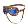 Occhiali protettivi retro per animali antivento con lenti blu e montatura in pelle - Bronzo - Lenti Colorate (Doppi Cinturini)