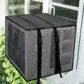 Outdoor window air conditioner protective cover detail view mesh breathable waterproof design. - 53x40x38cm
