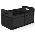 Black car trunk organizer foldable multi-compartment storage box with mesh pockets for vehicle - Black
