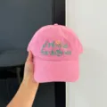 Casquette de baseball rose brodée de lettres, chapeau souple décontracté pour femme, réglable quotidien. - Réglable / Rose
