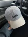 Casquette de baseball brodée rayée avec visière courbée texte Shhh protection solaire - Noir