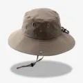 Chapeau de pêcheur anti-soleil pour homme, large bord, séchage rapide, respirant pour randonnée. - Taille unique / Kaki