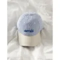 Casquette de baseball brodée à rayures coréennes pour femmes, chapeau de soleil chic. - Casquette de Baseball Brodée de Lettres Rayées AMIS - Bleu