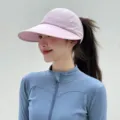 Damen breite Krempe leerer Top Sonnenschutz Hut schnell trocknende Outdoor Sport Visier Mütze - Einheitsgröße / Rosa
