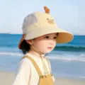 Chapeau de soleil été respirant filet enfant mignon dessin animé bob pour plage - Jaune Caneton