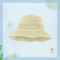 Chapeau bob en paille pour femme protection solaire plage été loisirs large bord - M (56-58cm) Chapeau de Paille à Rayures Épi de Blé / Beige