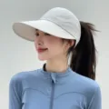 Chapeau de soleil à large bord pour femme, casquette de sport séchage rapide outdoor. - Taille unique / Beige