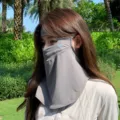 Eis Seide Vollgesicht Sonnenschutz Maske für Damen, UV Schutz Radfahren Facekini in Grau. - Grau