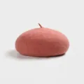 Pink wool beret hat, vintage solid color artist cap for women stylish winter fashion. - Dusty Pink