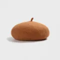 Brown wool beret hat for women, classic autumn winter vintage stylish French painter cap. - Camel