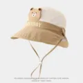 Chapeau de soleil enfant mignon dessin animé ours maille respirant été plage casquette pour bébé - Ours Khaki