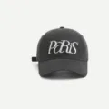 Casquette de baseball Paris brodée gris foncé, chapeau décontracté souple à visière. - Réglable / Gris foncé
