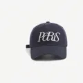 Navy blue baseball cap featuring white Paris embroidery, soft top casual hat variant. - Adjustable / Navy Blue