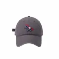 Casquette de baseball grise classique avec joli poney brodé, taille réglable 56-65cm été. - Taille unique / Gris avec Étiquette Noire