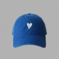 Blue embroidered heart baseball cap for women and men, casual cotton dad hat sun cap. - Sapphire Blue
