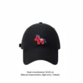Casquette de Baseball Cheval Brode Classique Ajustable Chapeau Bleu Marine Protection Solaire - Taille unique / Noir avec Étiquette Rouge