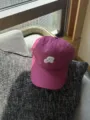 Korean style pink embroidered baseball cap with curved brim for outdoor sun protection. - Adjustable / Dragon Fruit