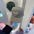 Casquette de baseball kaki à nœud de perles, chapeau de soleil souple mode femme quotidien. - Réglable / Casquette de Baseball Noeud Perles Gris
