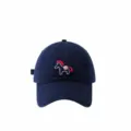 Casquette de baseball bleue classique avec broderie de cheval, chapeau de soleil réglable. - Taille unique / Bleu Marine avec Étiquette Bleu Marine