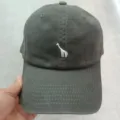 Casquette de baseball gris foncé avec broderie girafe blanche, chapeau de soleil d'été. - Réglable / Vert Militaire