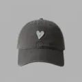 Casual heart embroidered baseball cap for women and men, soft top sun hat, stylish grey. - Gray