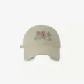 Casquette de baseball brodée d'ours mignon pour femme, chapeau de soleil coréen décontracté, beige. - Réglable / Blanc Cassé