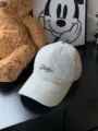 Casquette de baseball brodee a carreaux style coreen pour femme elegante chic. - Réglable / Carreaux Blanc Riz