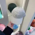 Grey baseball cap for women featuring an elegant pearl bow design, cute and versatile daily hat. - Adjustable / Beige Pearl Bow Baseball Cap