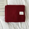 Écharpe en tricot rouge hiver chaud couleur unie doux confortable couple mode décontractée - Rouge Angola