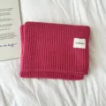 Rose red winter knit scarf, cozy thick warm solid color woolen neck wrap for cold weather. - Rose Red