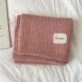 Korean style thick knit solid color scarf winter warm pink versatile neck warmer for women - Pink
