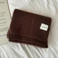 Thickened solid color knitted scarf winter warm Korean style ribbed scarf for couple - Coffee